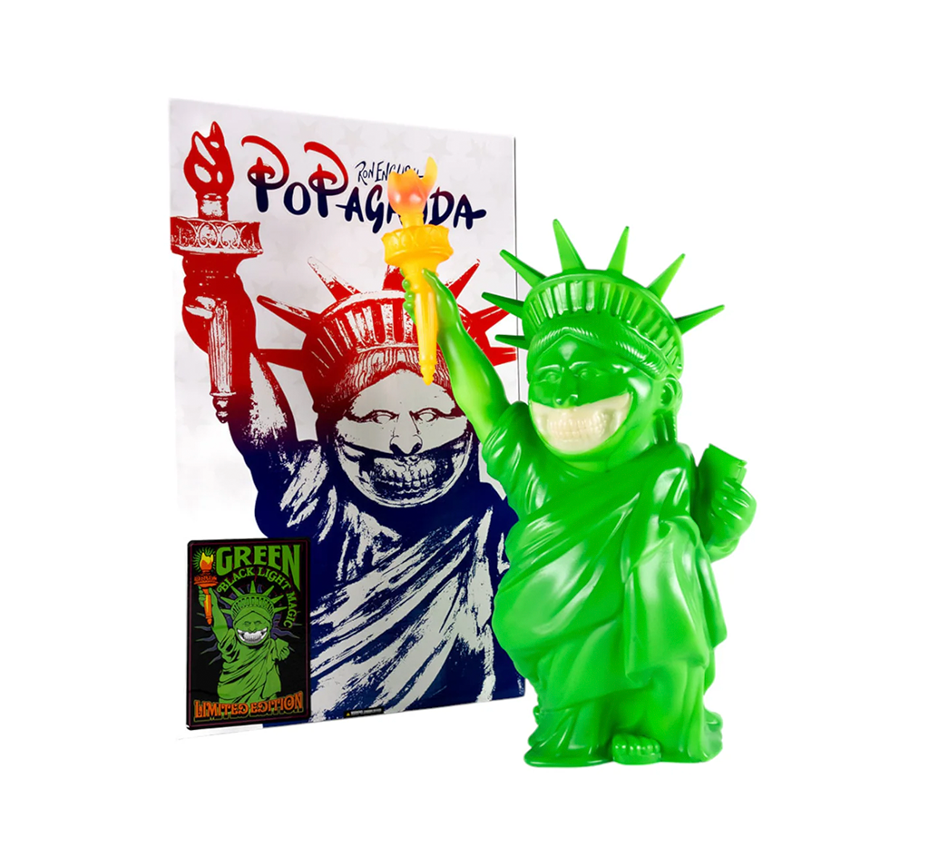 MINDstyle x Popaganda Ron English Liberty Grin Green Blacklight 22"